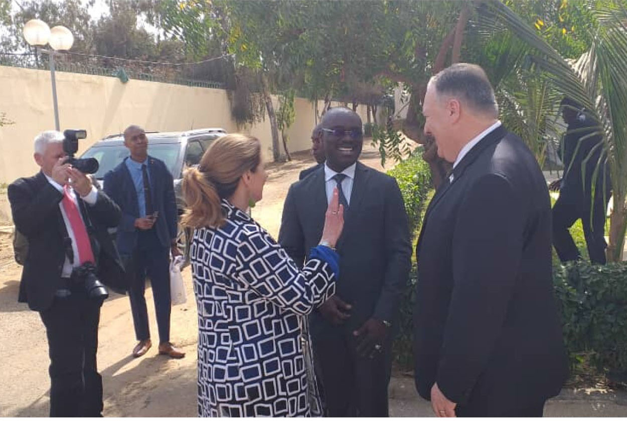 Le Secrétaire d'Etat américain Mike POMPEO accompagné de son épouse visitent le CESAG