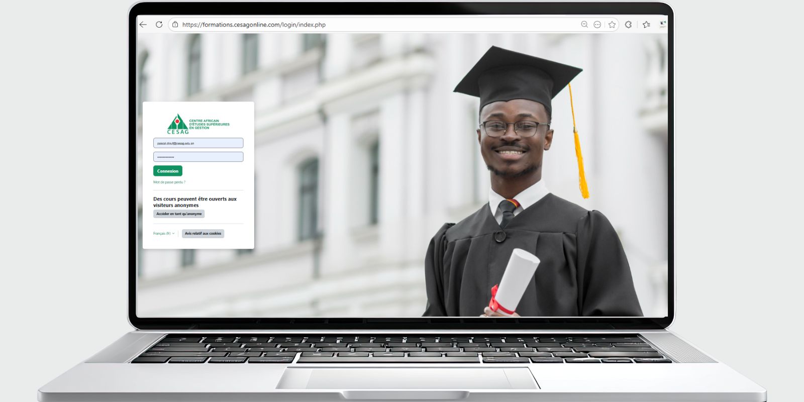 Illustration de la plateforme d'examen
